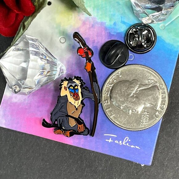 Rafiki Monkey Lapel Pin Lion King Monkey Staff Badge Brooch Accessories Jewelry - Picture 2 of 5